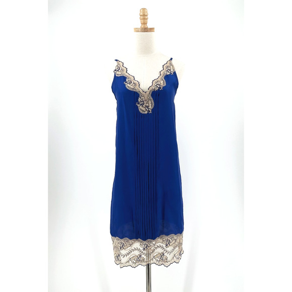 VTG Y2K Express Womens Silk Slip Dress XS Lace Coquette Whimsy Fairy Romantic - Picture 1 of 12